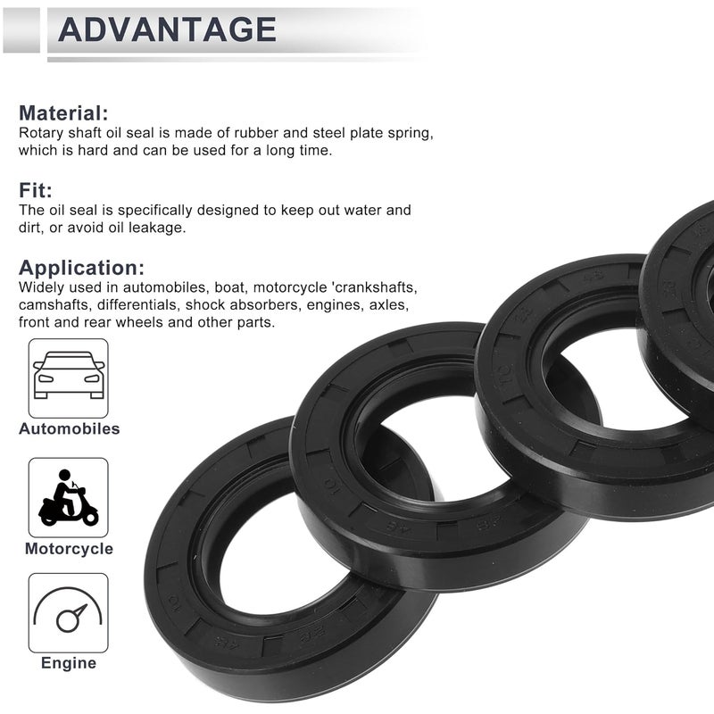 RATCHROLL Oil Seal TC Seal Ring Rotary Shaft Seal 28x48x10mm High Pressure Nitrile Rubber Black 5 Pcs - Image 4
